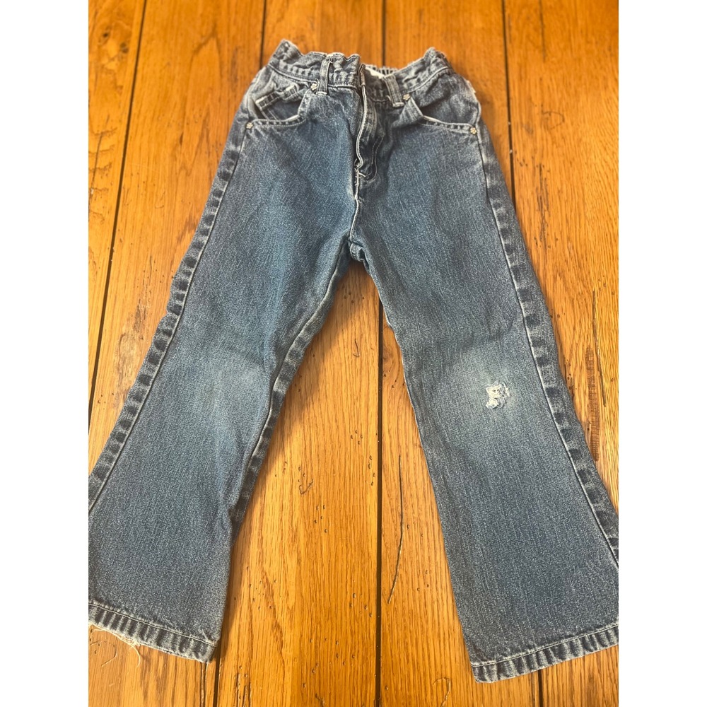 Sprockets Kids Jeans 5T Medium Wash Denim Elastic Waist Distressed Straight Leg